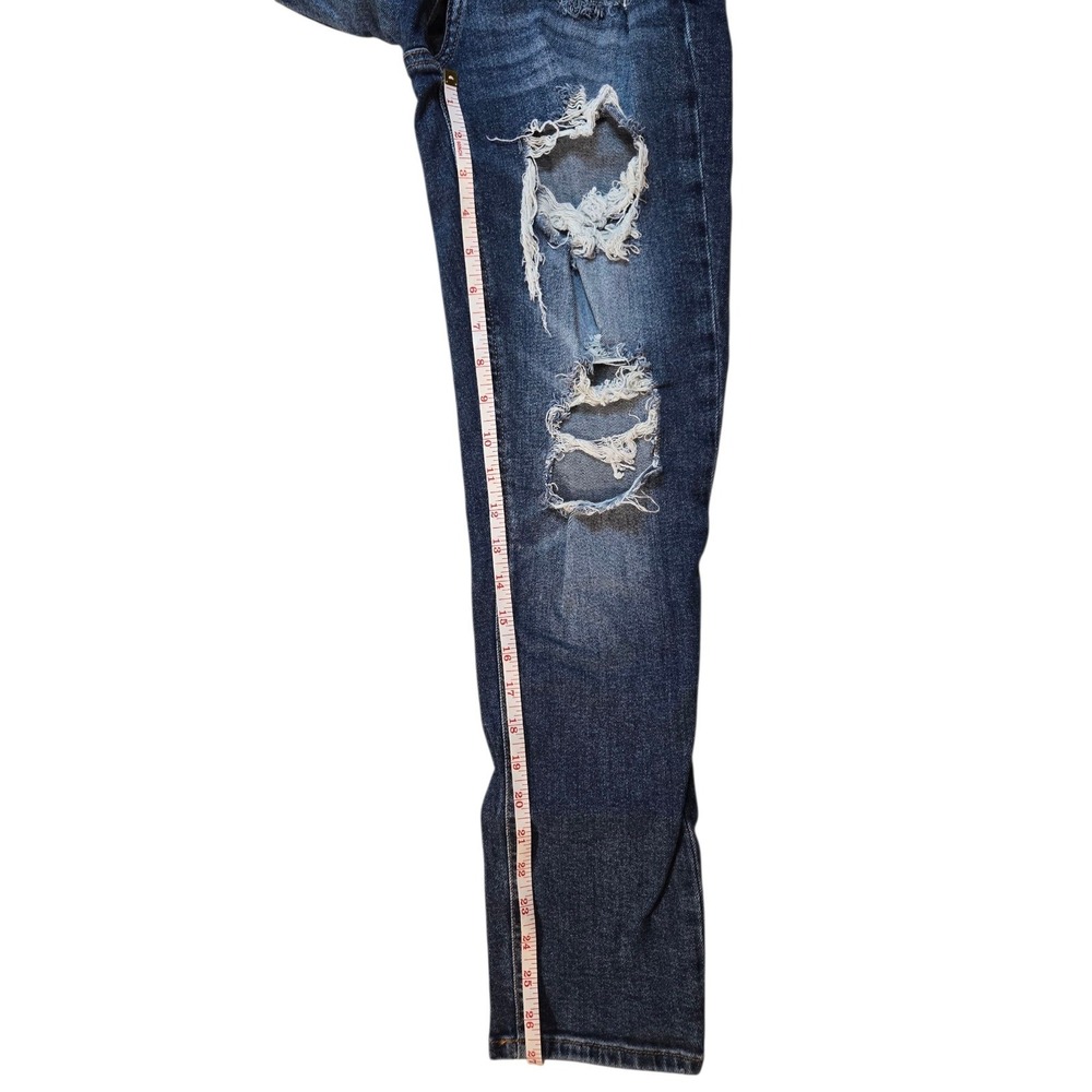 American Eagle Jeans 000 Long Mom Jean Stretch Straight Blue Denim Distressed - Picture 5 of 5